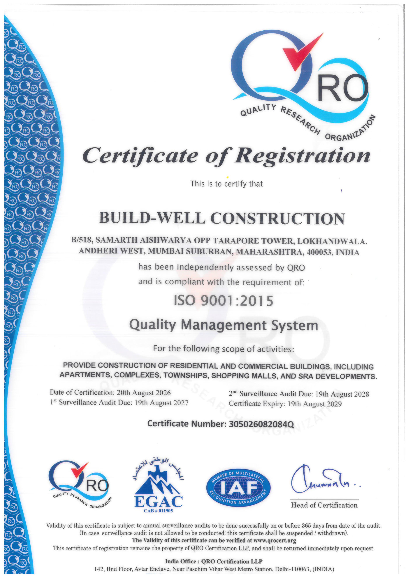 ISO 9001:2015 — Build-Well Construction
